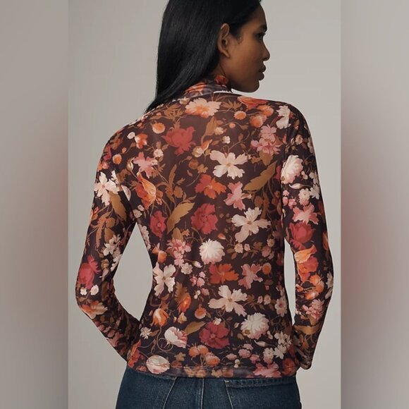 NWT Size M  By Anthropologie Mesh Turtleneck Top - Picture 4 of 15